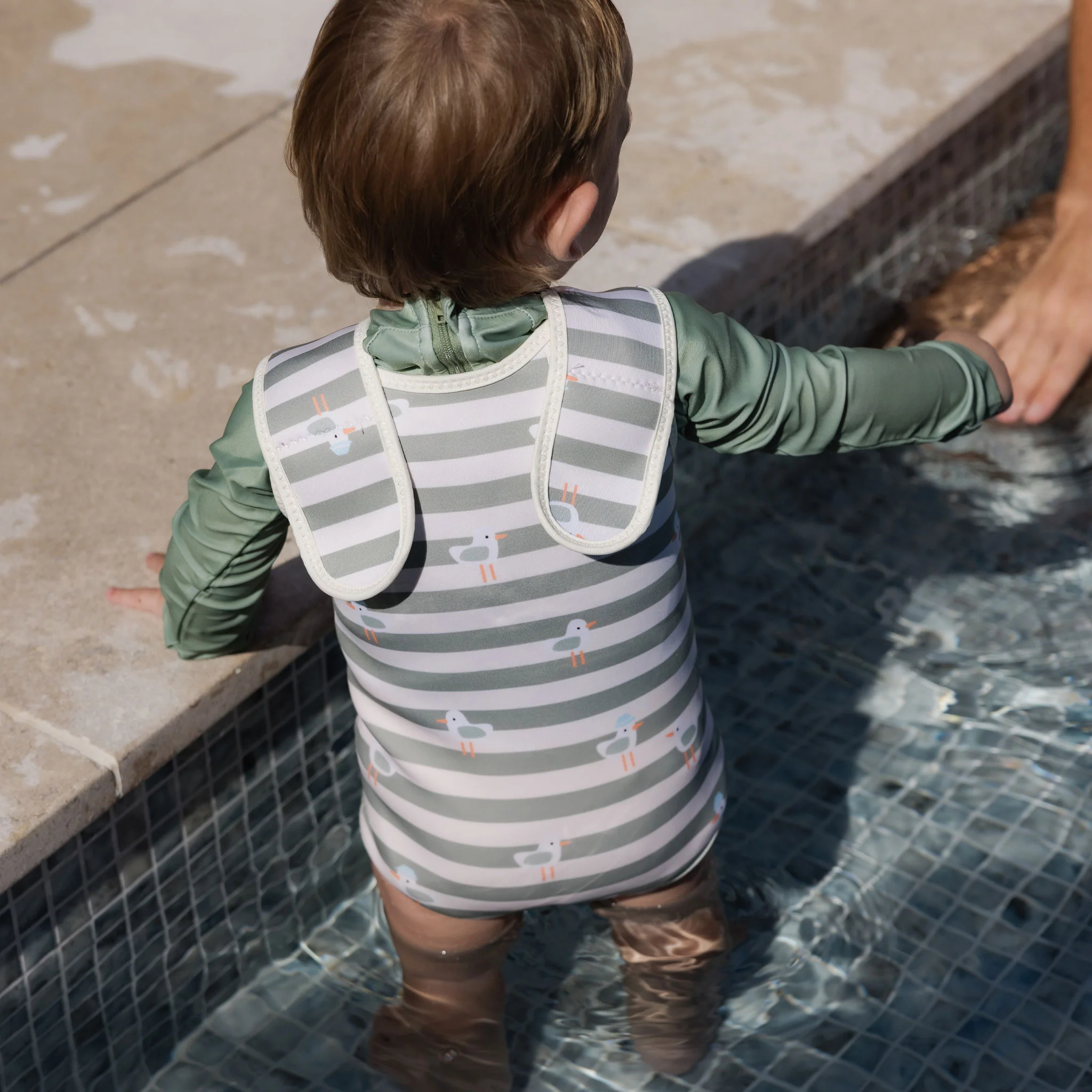 Baby Wetsuit - Sammy the Seagull Green Stripe - Image 4
