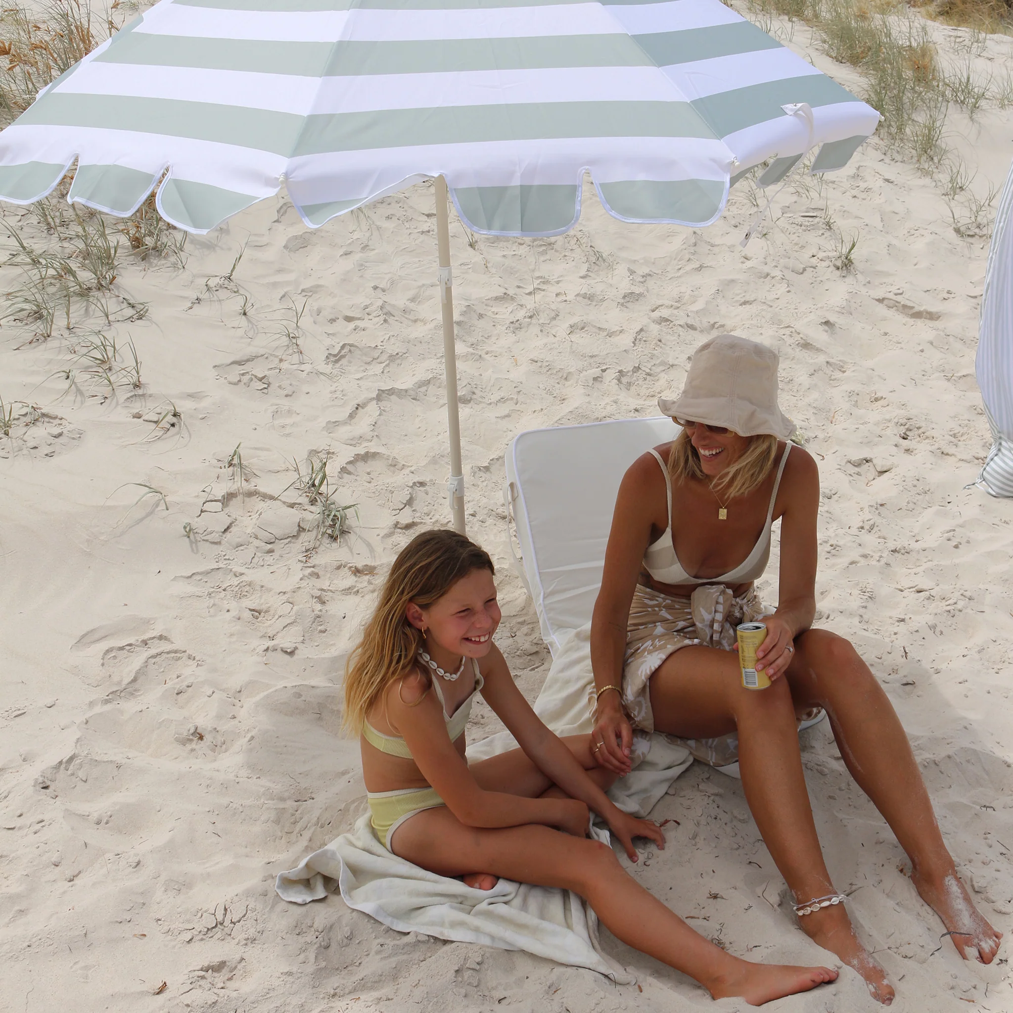 Compact Beach Umbrella - Sea Sage Stripe - Image 4