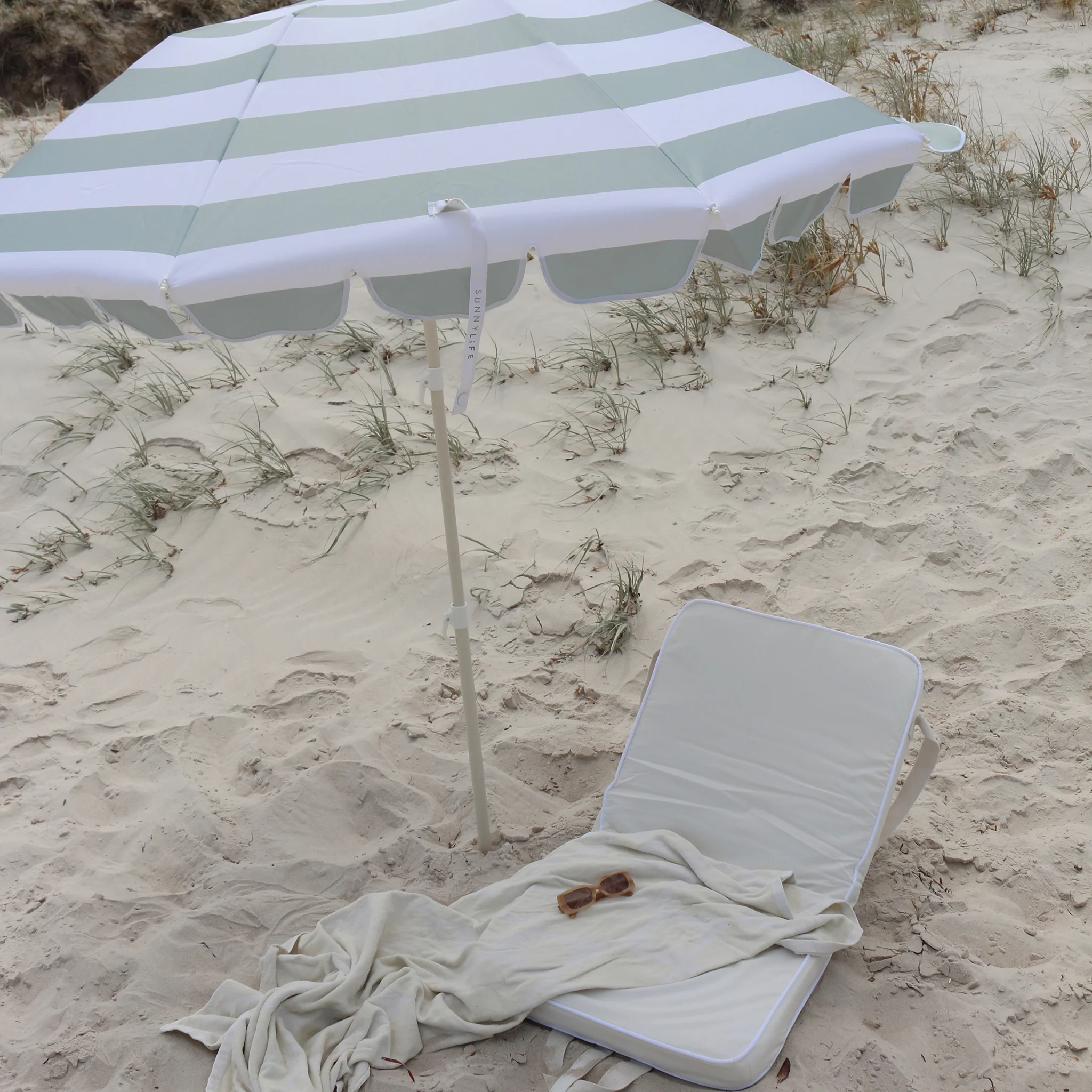 Compact Beach Umbrella - Sea Sage Stripe - Image 5