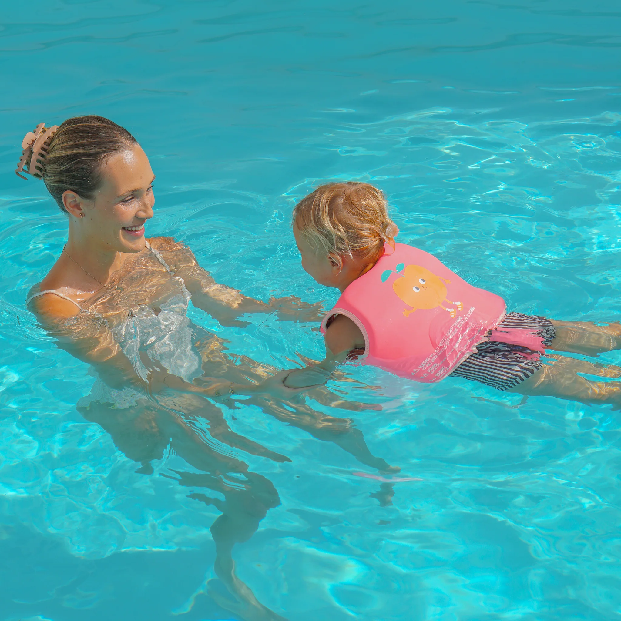 Kids Swim Vest 1-2 - Poppy the Peach Neon Pink - Image 4
