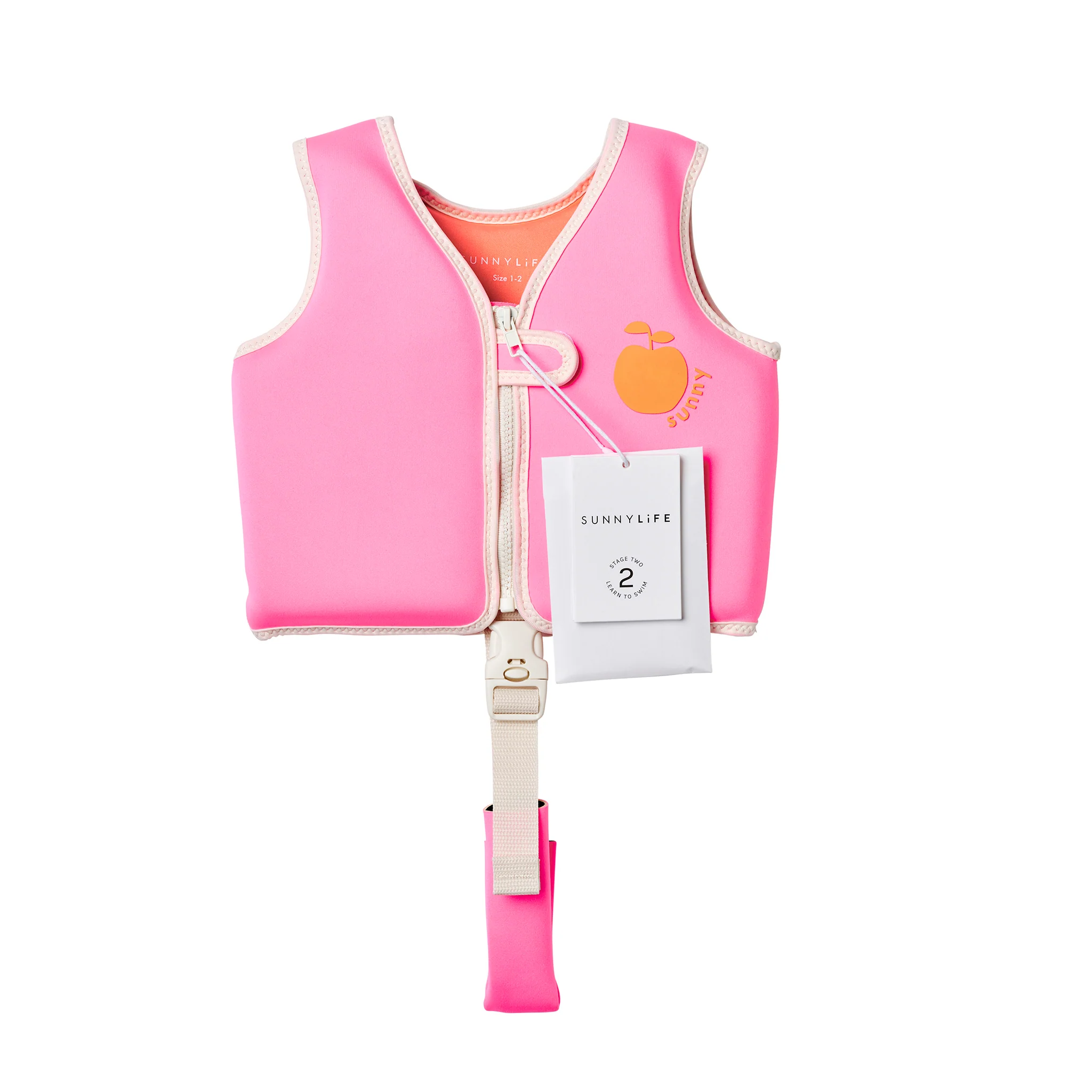 Kids Swim Vest 1-2 - Poppy the Peach Neon Pink - Image 8