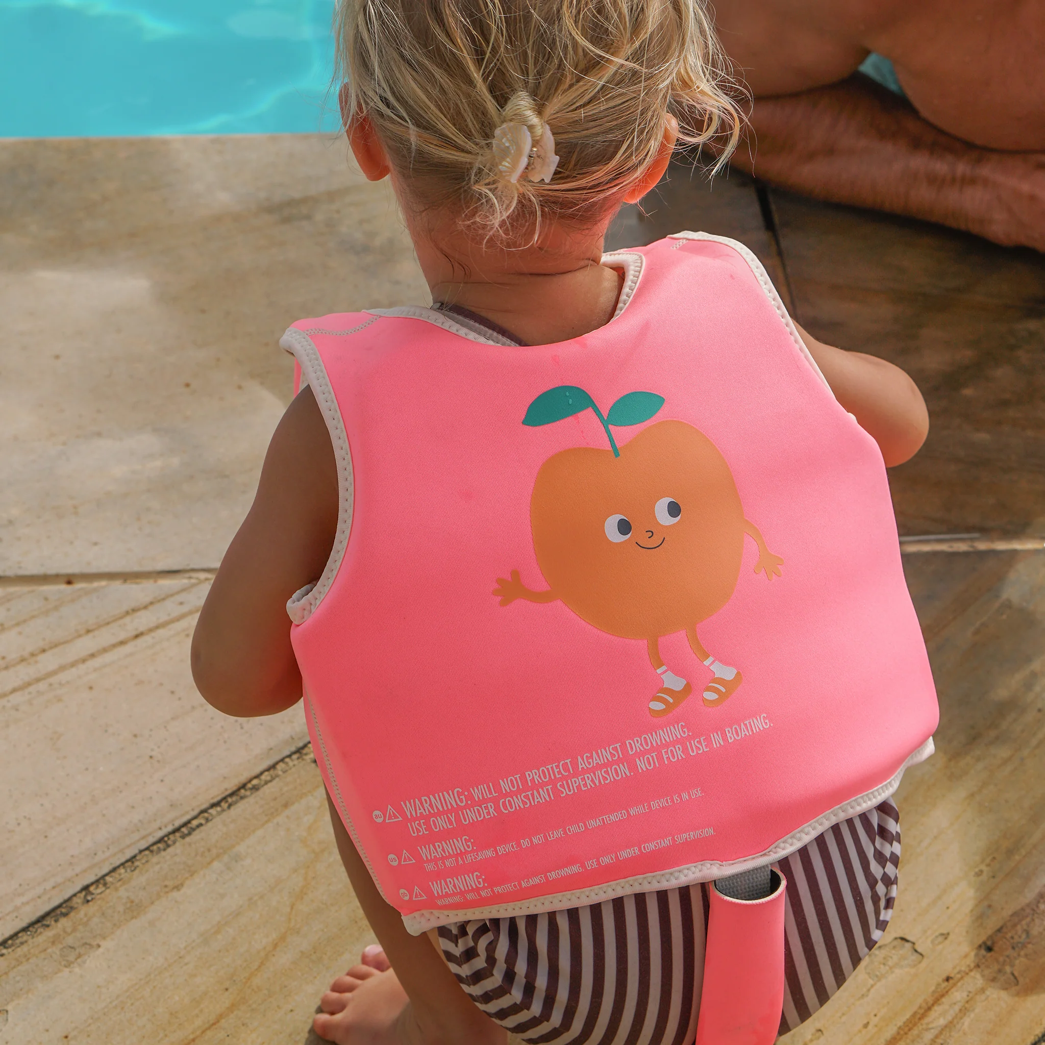 Kids Swim Vest 2-3 - Poppy the Peach Neon Pink - Image 4