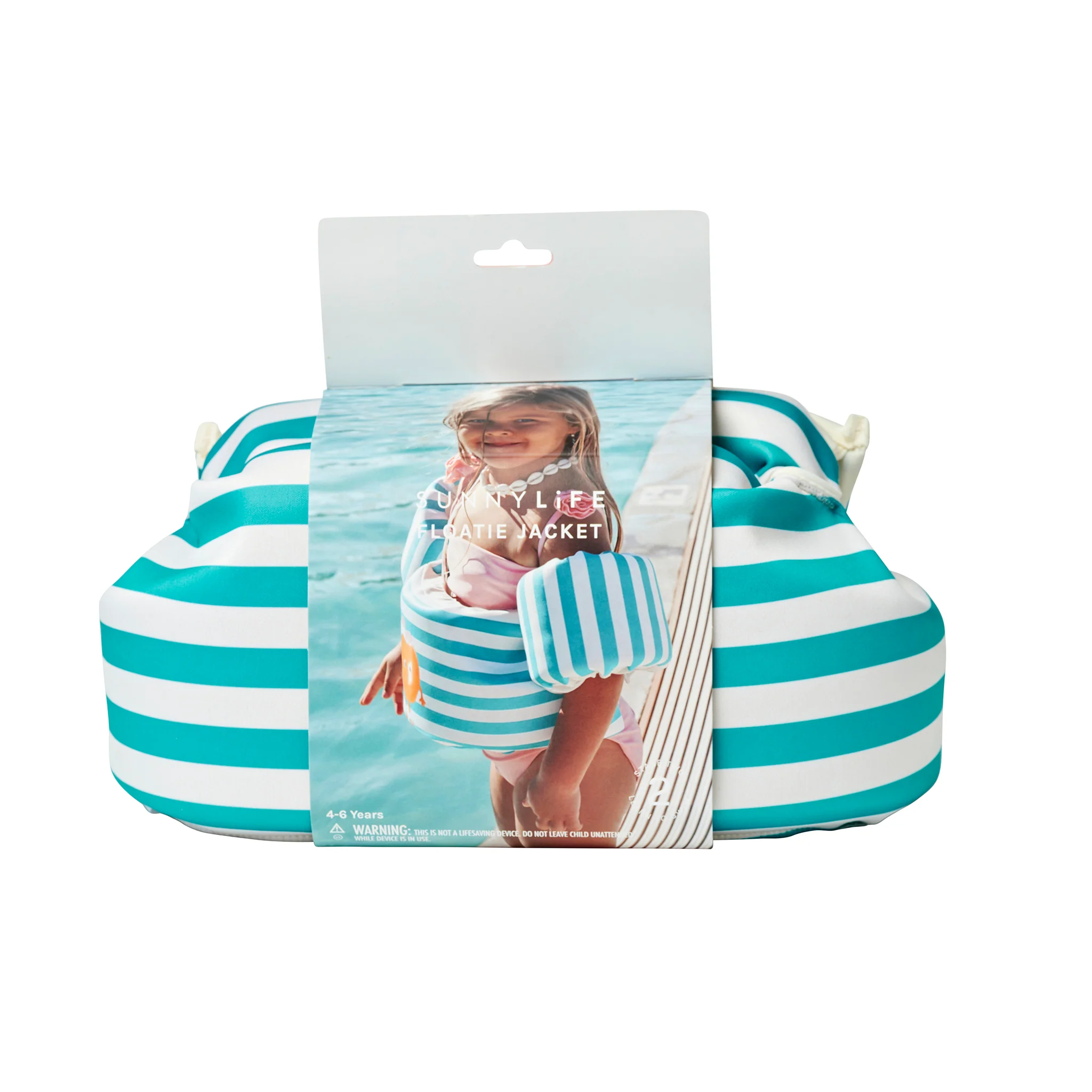 Floatie Jacket 3-6 - Poppy the Peach Green stripe - Image 6