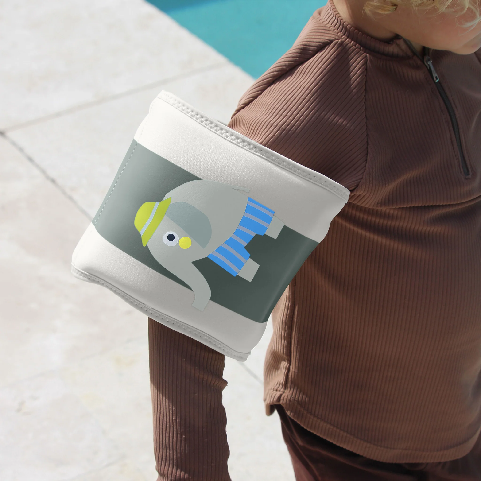 Kids Neoprene Arm Bands - Eli the Elephant Green Stripe - Image 3