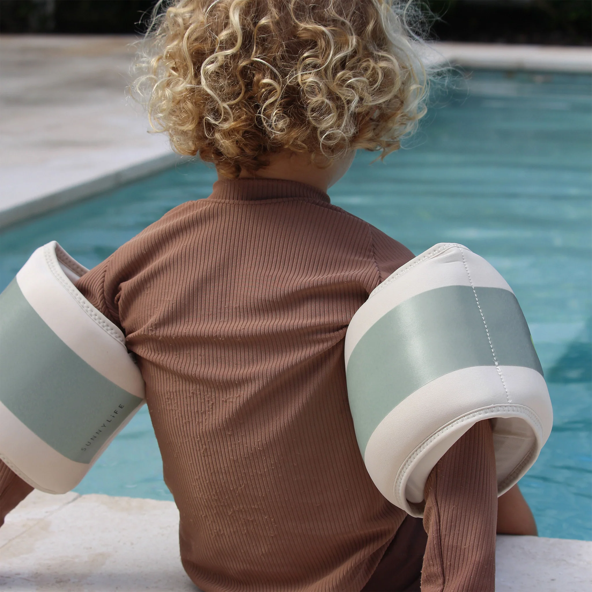 Kids Neoprene Arm Bands - Eli the Elephant Green Stripe - Image 4