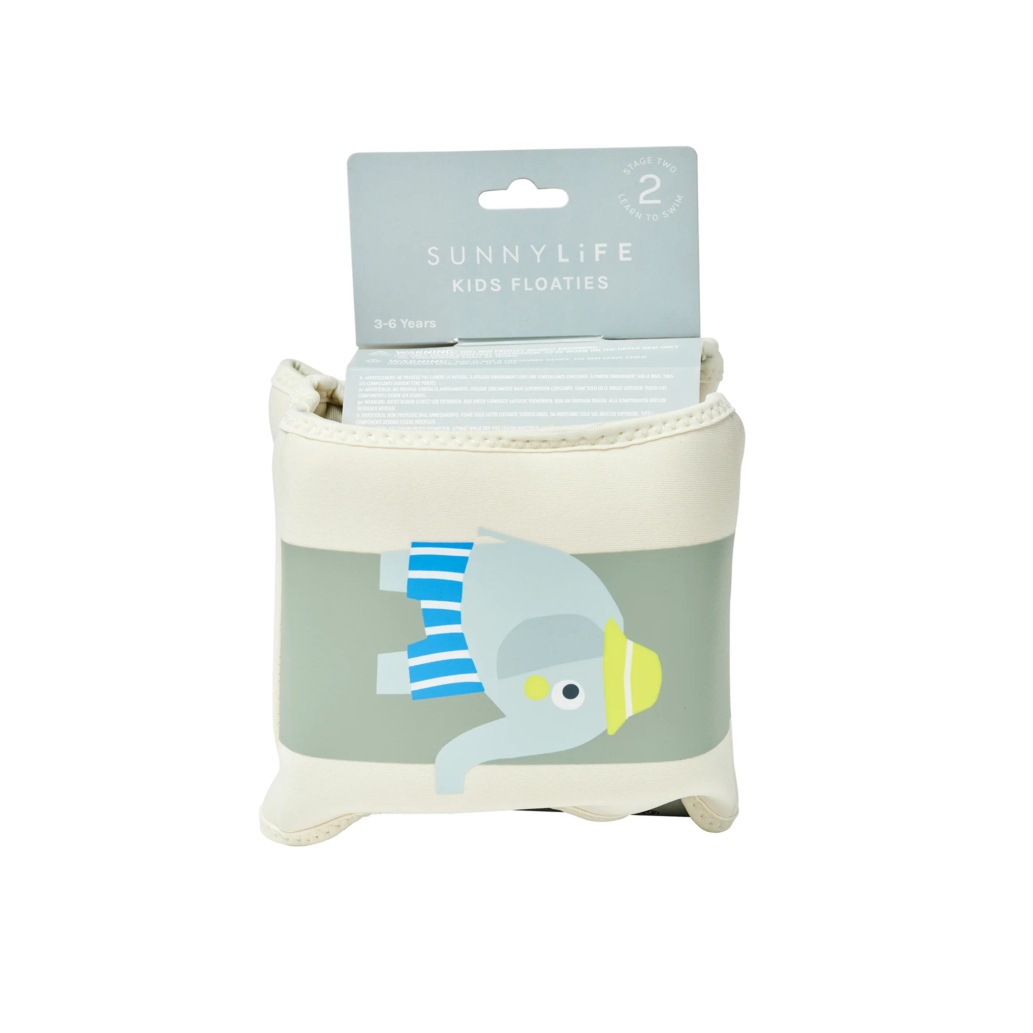 Kids Neoprene Arm Bands - Eli the Elephant Green Stripe - Image 7