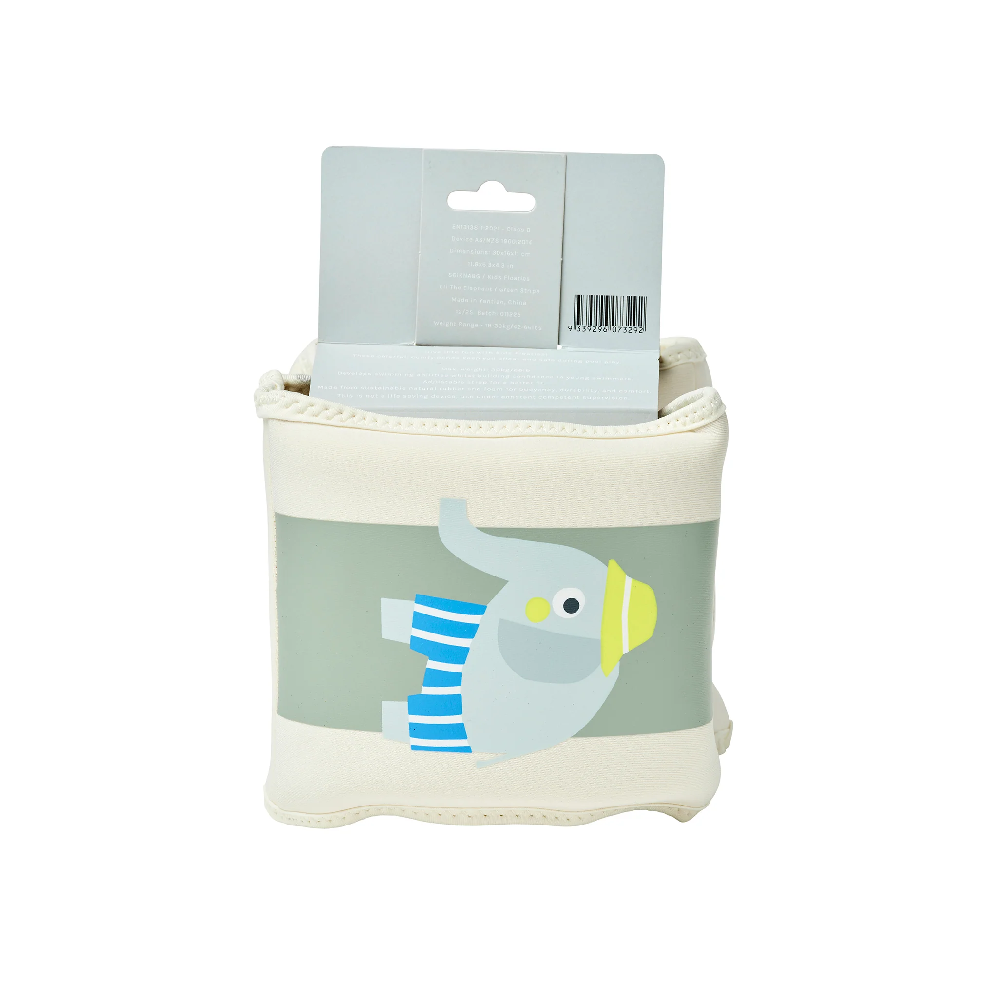 Kids Neoprene Arm Bands - Eli the Elephant Green Stripe - Image 8