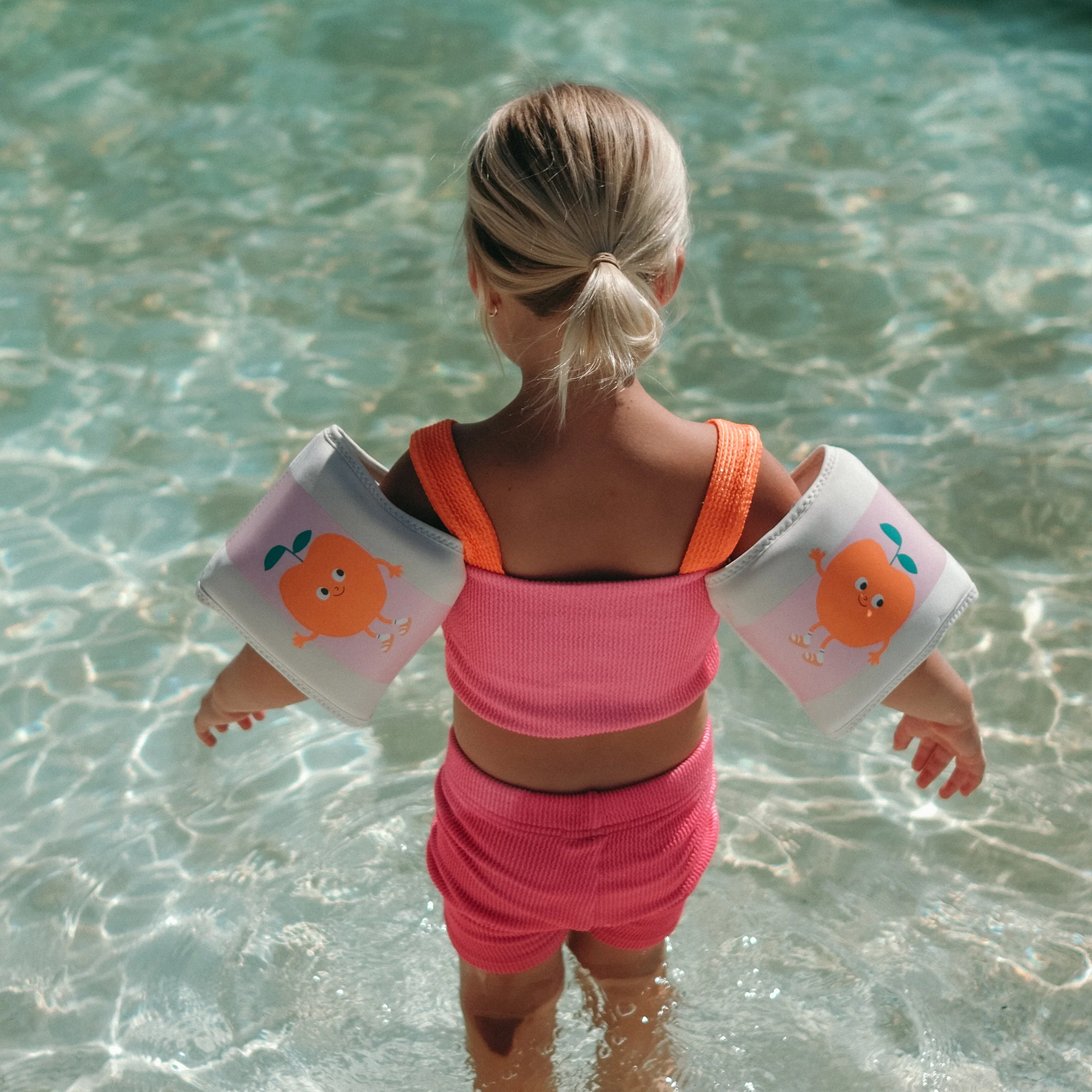 Kids Neoprene Arm Bands - Poppy the Peach Pink Stripe - Image 2