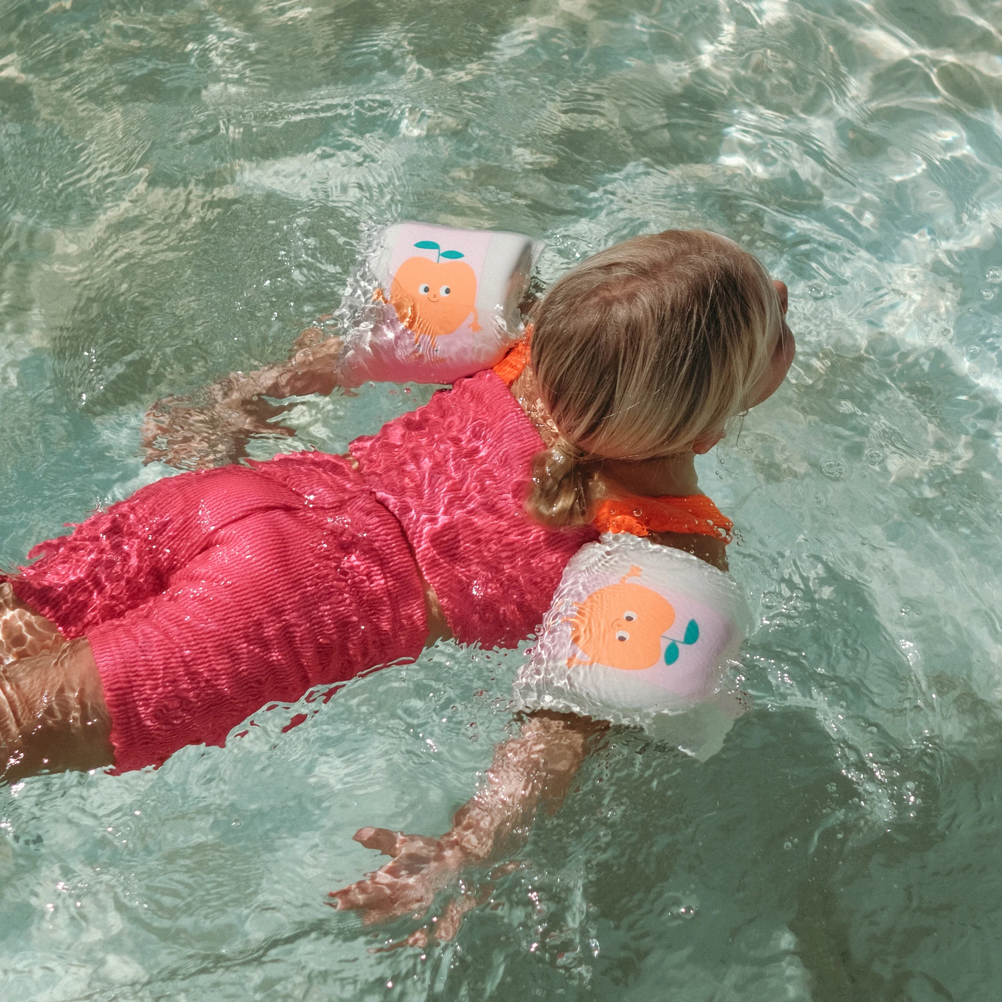 Kids Neoprene Arm Bands - Poppy the Peach Pink Stripe - Image 3