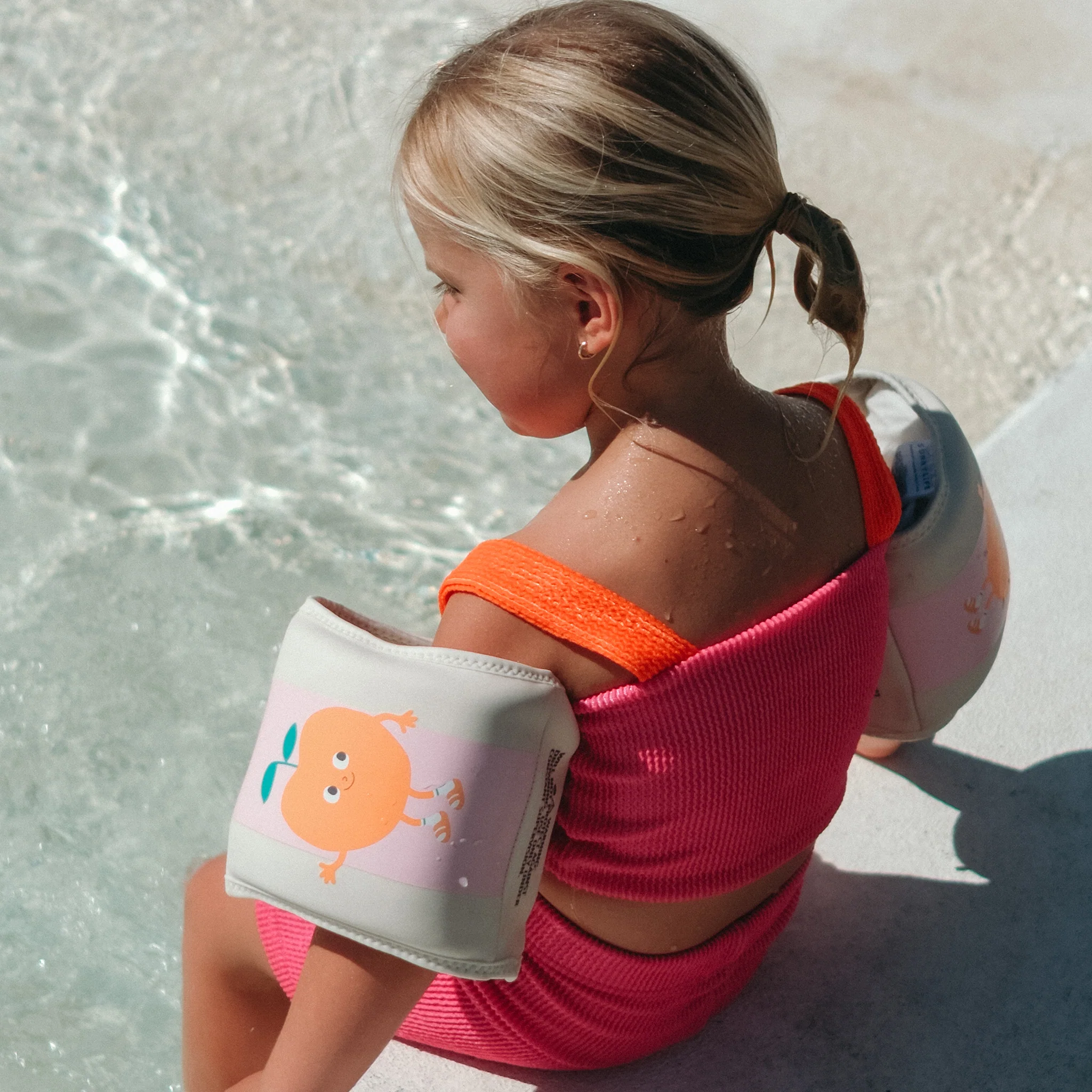 Kids Neoprene Arm Bands - Poppy the Peach Pink Stripe - Image 4