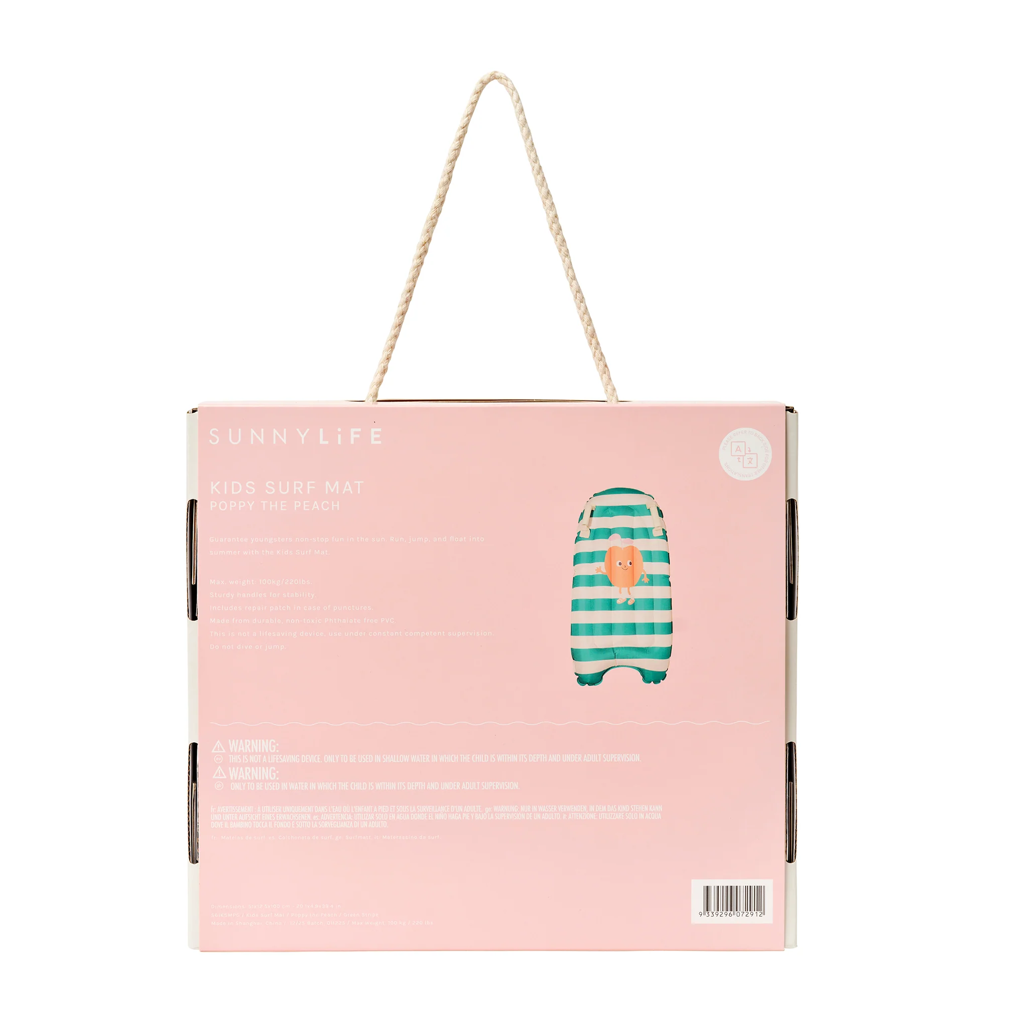 Kids Surf Mat - Poppy the Peach Green Stripe - Image 11