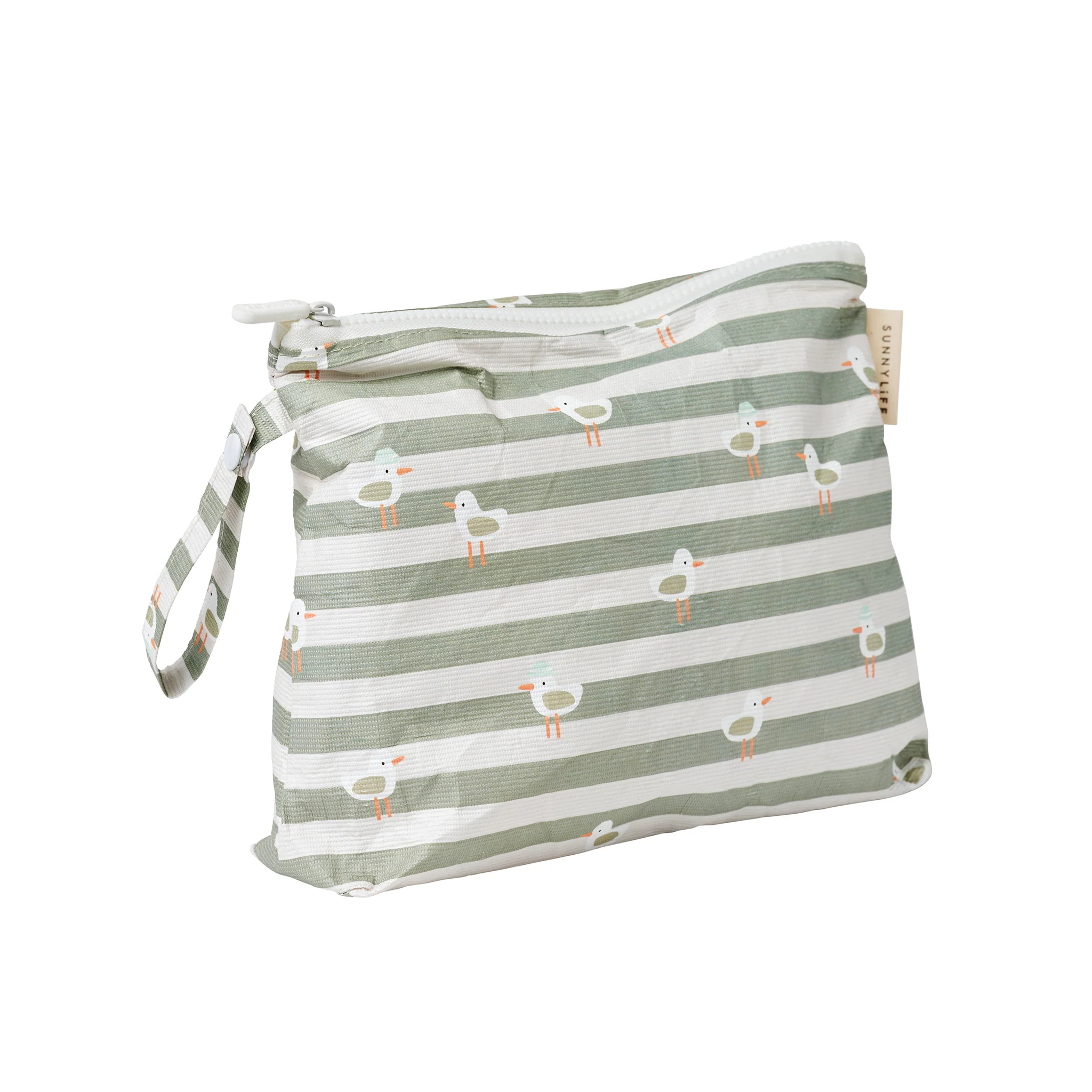 Kids Wet Bag - Sammy the Seagull Green Stripe - Image 4