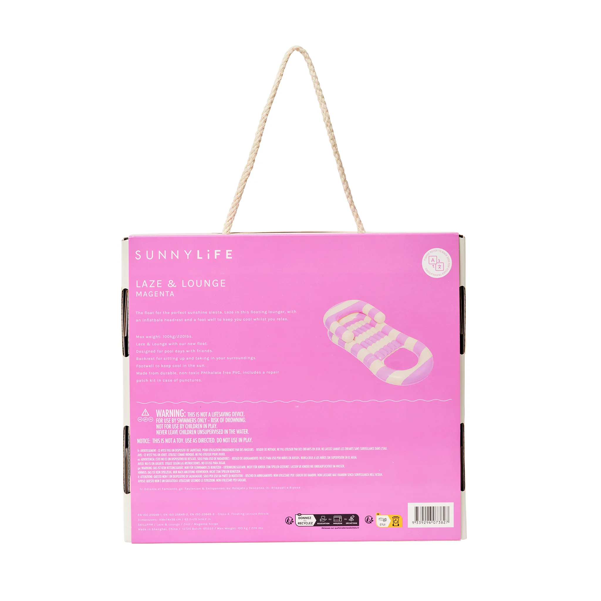 Laze & Lounge Float - Pool Party Magenta Stripe - Image 11