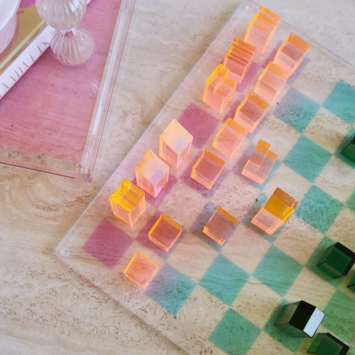 Lucite Chess & Checkers - Ombre - Image 4