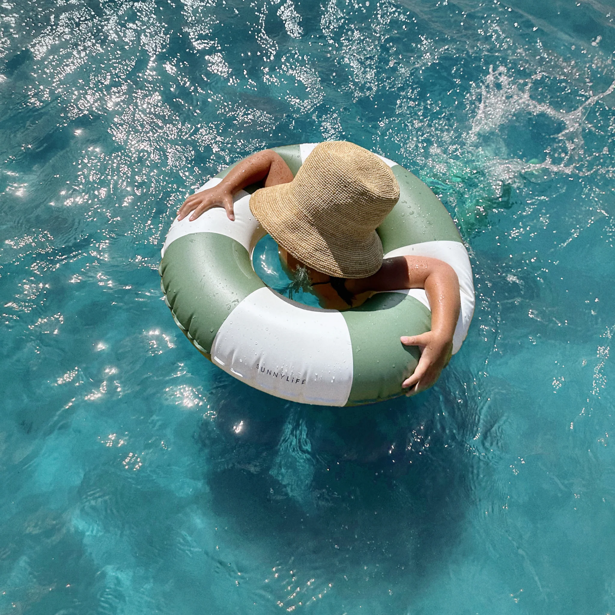 Mini Tube Pool Ring - Olive Stripe - Image 3