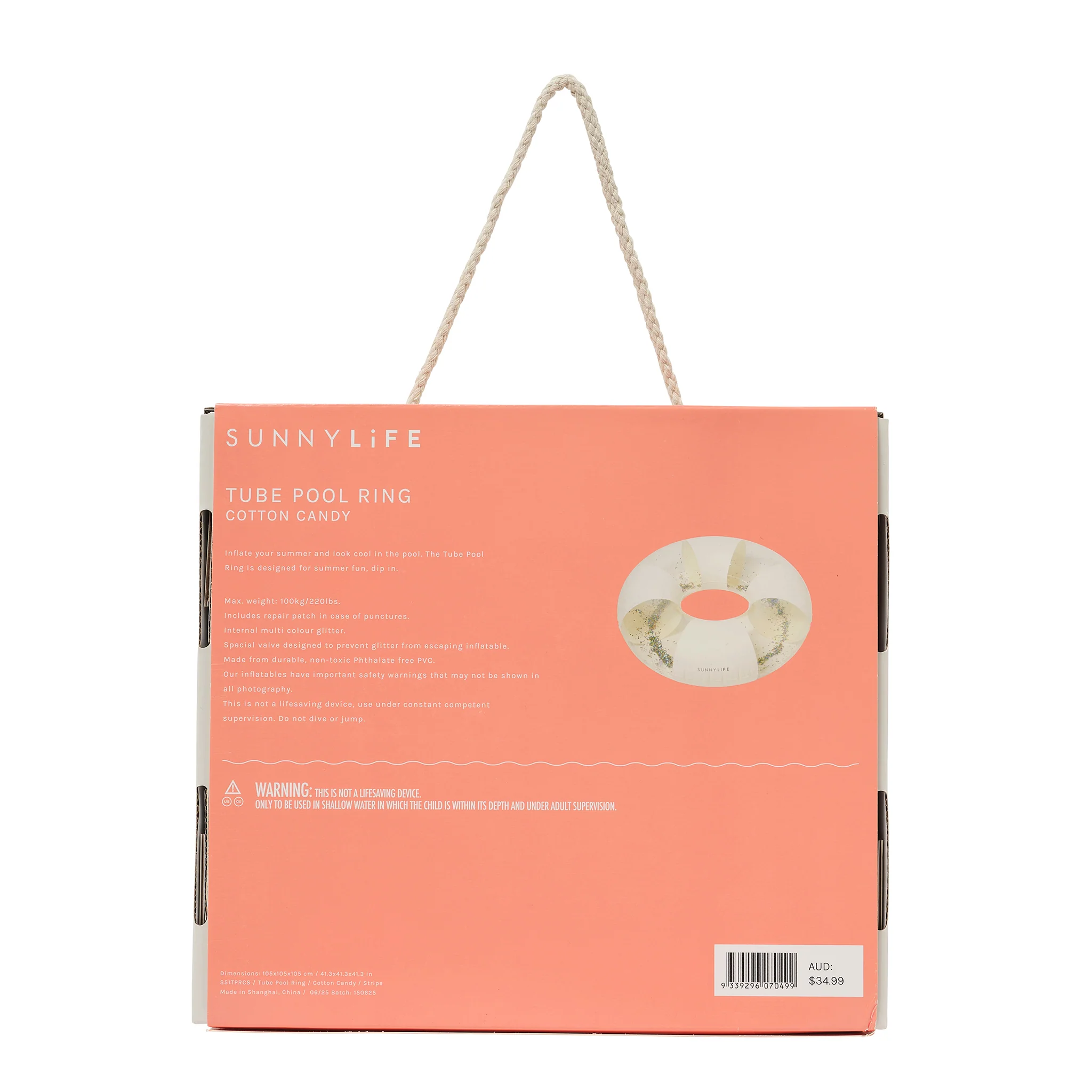 Tube Pool Ring - Cotton Candy Stripe - Image 7