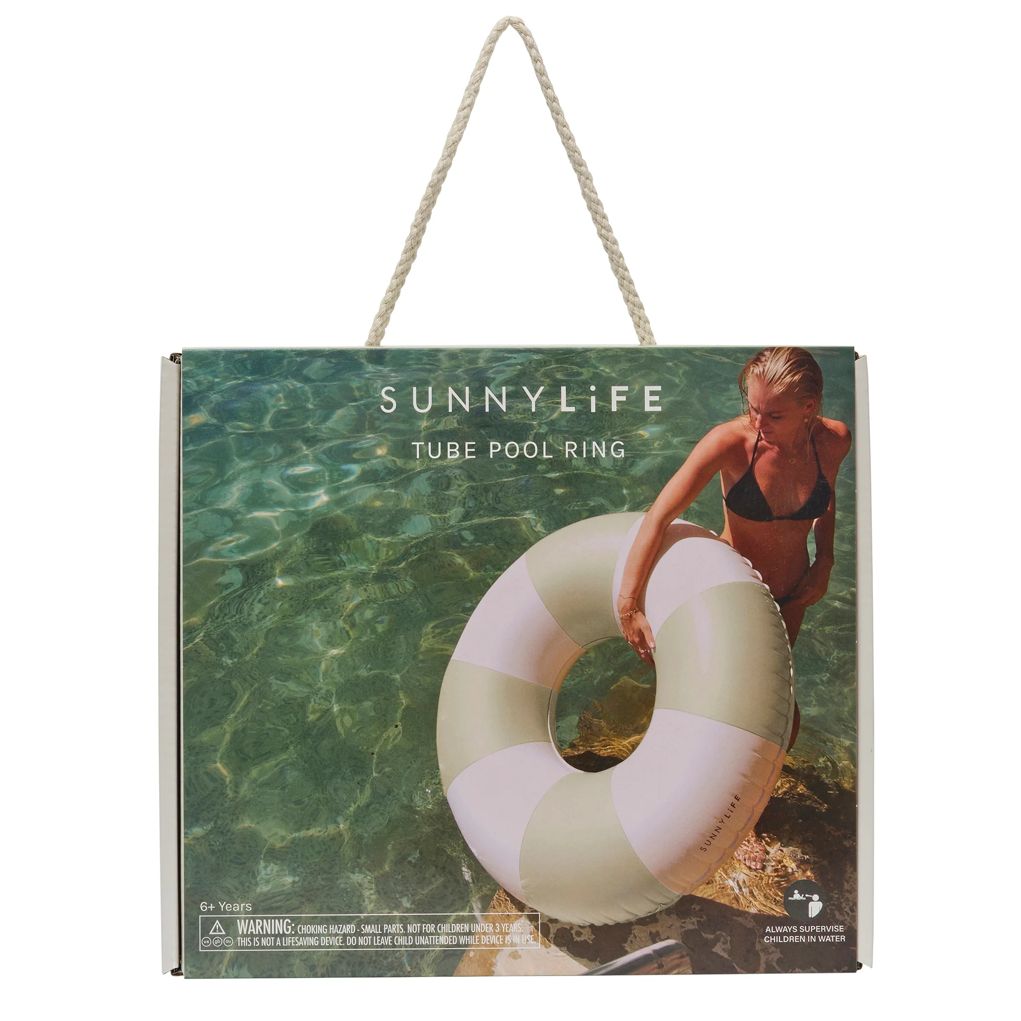 Tube Pool Ring - The Vacay Soft Olive Stripe - Image 7